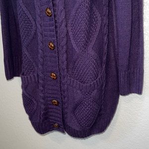 Purple chunky knit cardigan